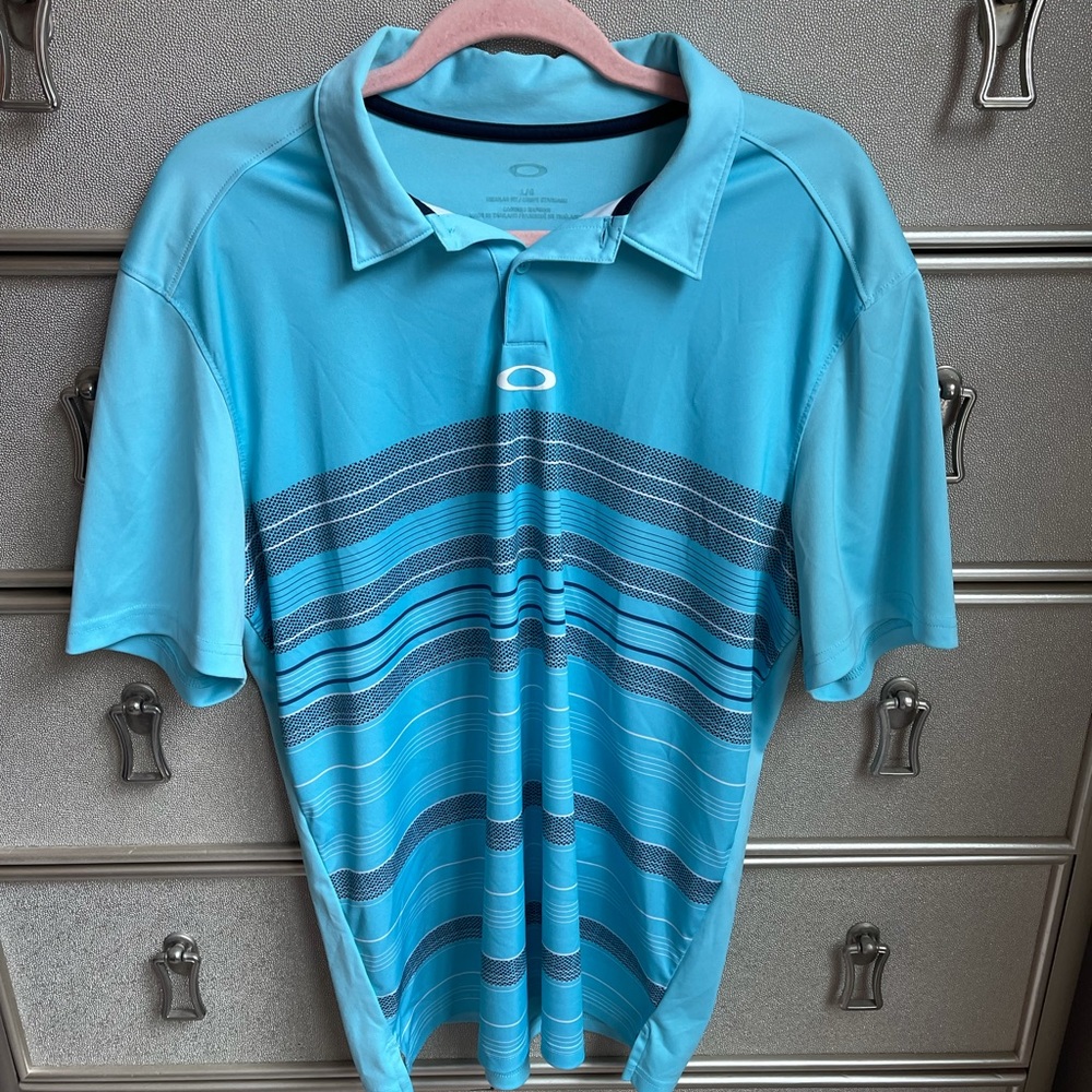 Oakley | Men’s Polo blue stripe sz L